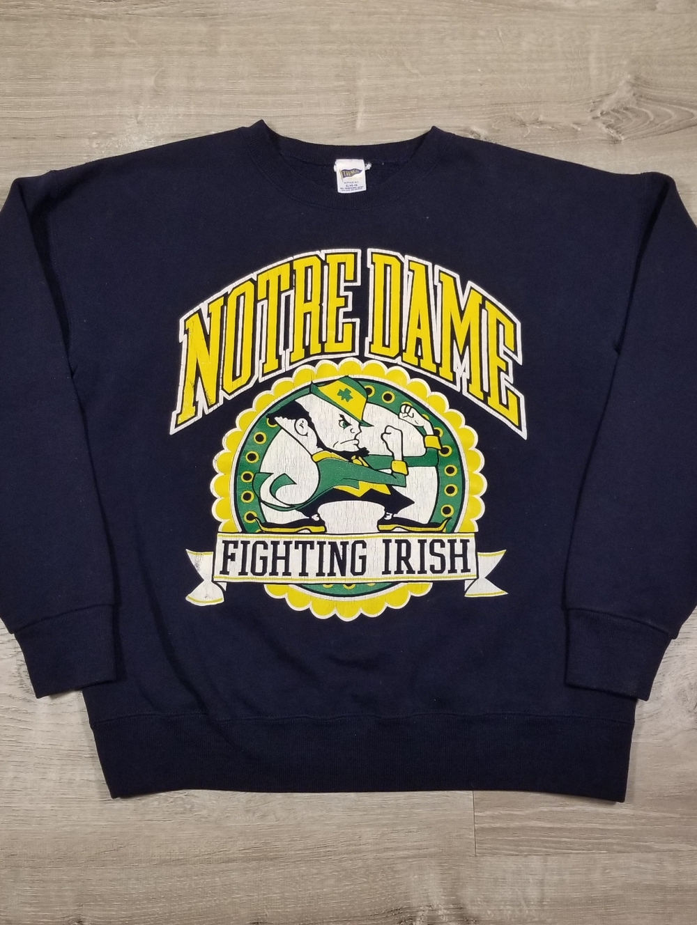 Vintage 90s Notre Dame Fighting Irish Trench Crewneck Sweatshirt Mens XL USA